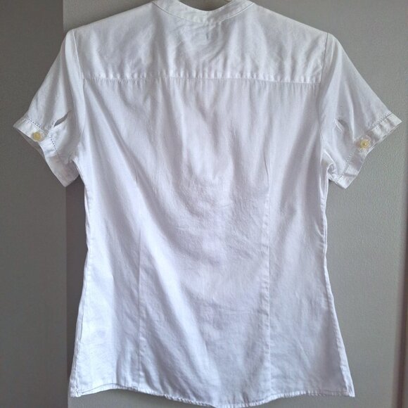 Banana Republic White Button Down 100% Cotton Short Sleeve Top - Picture 2 of 8